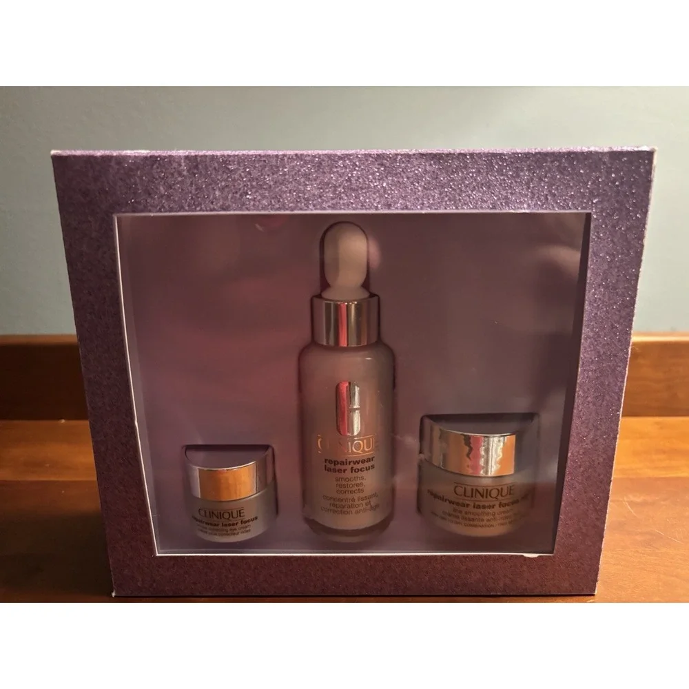 CLINIQUE REPAIRWEAR Power Players Set- Serum, Eye And Night Creams Nib‎